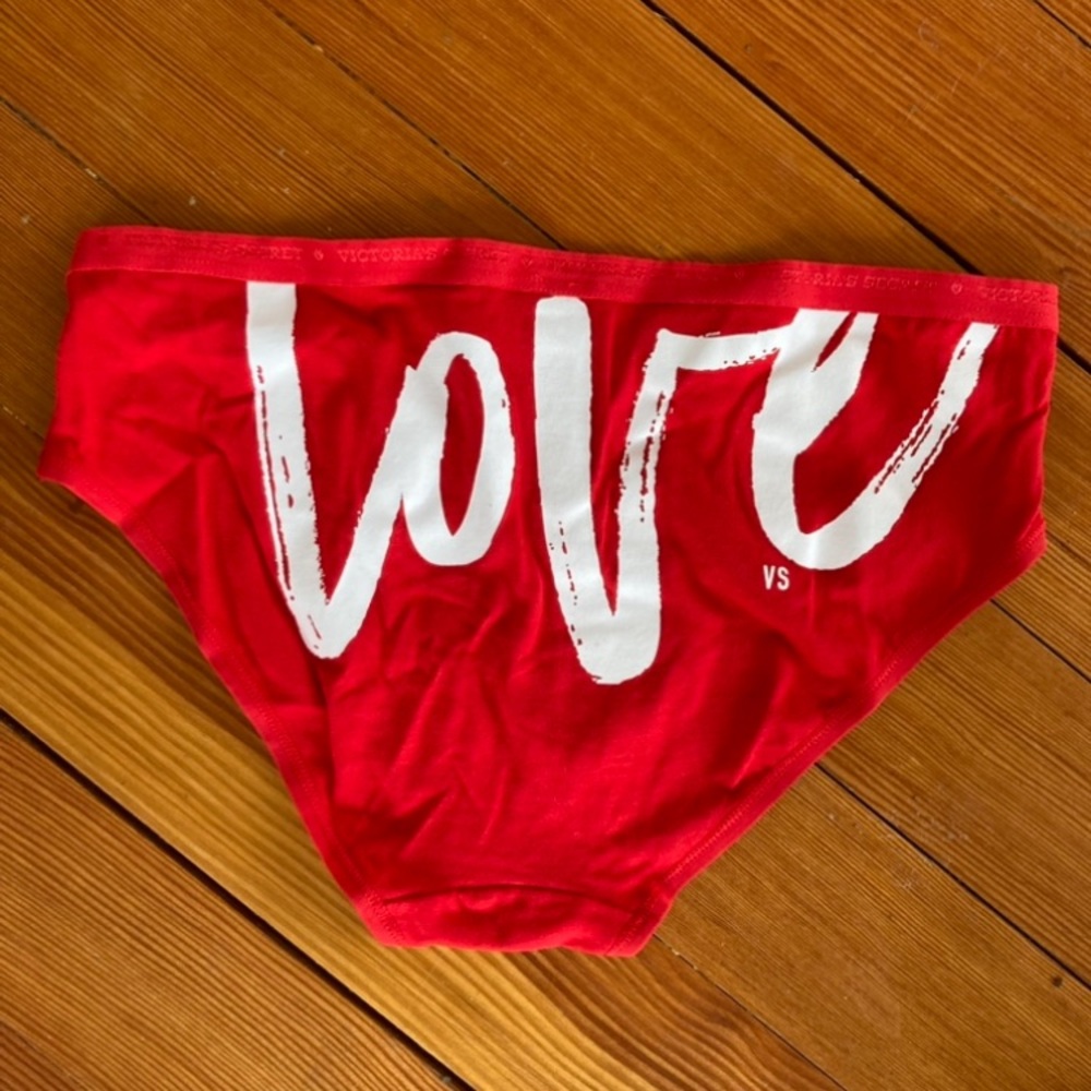 2/$10 Victoria's Secret Bikini Panties "Love" Size M Color Red New With Tags